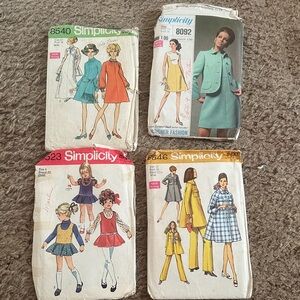 Vintage 1969 Simplicity Sewing Patterns 4pc lot